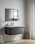 Lake 42" Grey Oak Wall Hung Modern Bathroom Vanity with Matte Black Stainless Steel Frame with Acrylic Sink