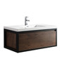 Lake 42" Rosewood Wall Hung Modern Bathroom Vanity with Matte Black Stainless Steel Frame with Acrylic Sink