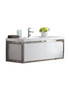 Lake 48" Glossy White Wall Hung Modern Bathroom Vanity with Chrome Stainless Steel Frame with Acrylic Sink