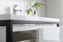 Lake 48" Glossy White Wall Hung Modern Bathroom Vanity with Matte Black Stainless Steel Frame with Acrylic Sink