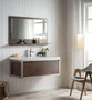 Lake 48" Rosewood Wall Hung Modern Bathroom Vanity with Chrome Stainless Steel Frame with Acrylic Sink