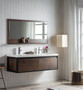 Lake 60" Rosewood Wall Hung Modern Bathroom Vanity with Matte Black Stainless Steel Frame with Acrylic Sink
