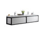 Lake 84" Glossy White Wall Hung Modern Bathroom Vanity with Matte Black Stainless Steel Frame with Acrylic Sink