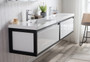 Lake 84" Glossy White Wall Hung Modern Bathroom Vanity with Matte Black Stainless Steel Frame with Acrylic Sink