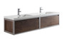 Lake 84" Rosewood Wall Hung Modern Bathroom Vanity with Chrome Stainless Steel Frame with Acrylic Sink
