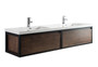 Lake 84" Rosewood Wall Hung Modern Bathroom Vanity with Matte Black Stainless Steel Frame with Acrylic Sink