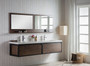 Lake 84" Rosewood Wall Hung Modern Bathroom Vanity with Matte Black Stainless Steel Frame with Acrylic Sink