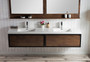 Lake 84" Rosewood Wall Hung Modern Bathroom Vanity with Matte Black Stainless Steel Frame with Acrylic Sink