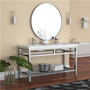 PC 60" DOUBLE SINK VANITY STAINLESS STEEL CONSOLE W/ WHITE ACRYLIC SINK - CHROME