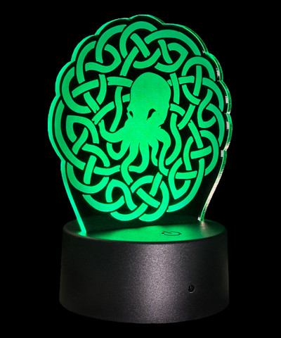 Cthulhu Celtic Knot etched color changing LED light