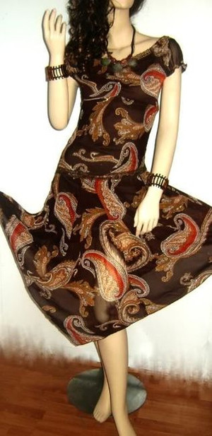Sexy Mocha Floaty Hanky Floral Summer Dress UK size 8-10