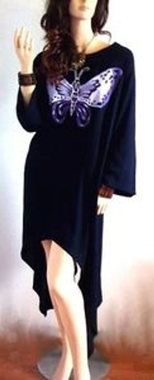 Pretty Hand Drawn Butterfly Arch Hemmed Blouse