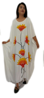 New LOTUS Buttersoft Handmade Floral Kaftan Dress in White, Black and  Green