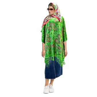 JASMINE HISBISCUS Floral  Tunic Kaftan Top Plus Blouse - Freesize