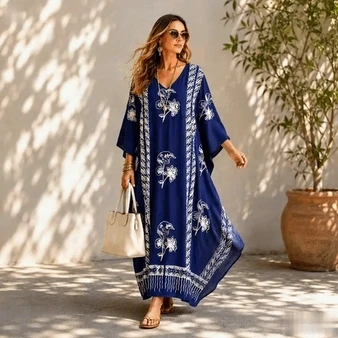 JAVA 100% Cotton Hand Made Kaftan Dress in many colours - Freesize