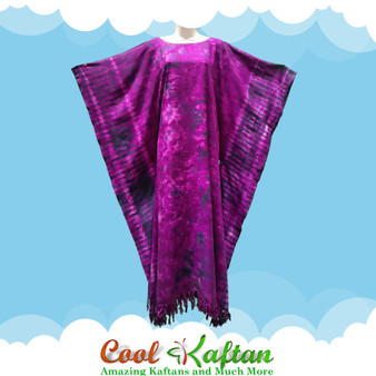 Chic Tye Dye Print Ladies Kaftan Long Ethnic Hand Made Vibrant Large Womens Cool Full Length Tassel Round Neck