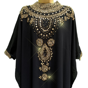 Sparkling BEADED KAFTAN Crystal Lace Dress Wedding Party Prom Groom Loose NEW