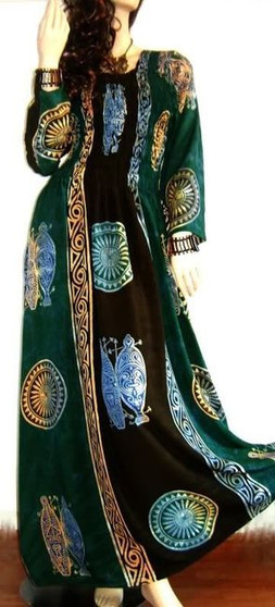 Tribal Long Kaftan Party Dress Strech Maxi Ladies Gypsy Latino Smocked Sexy Club