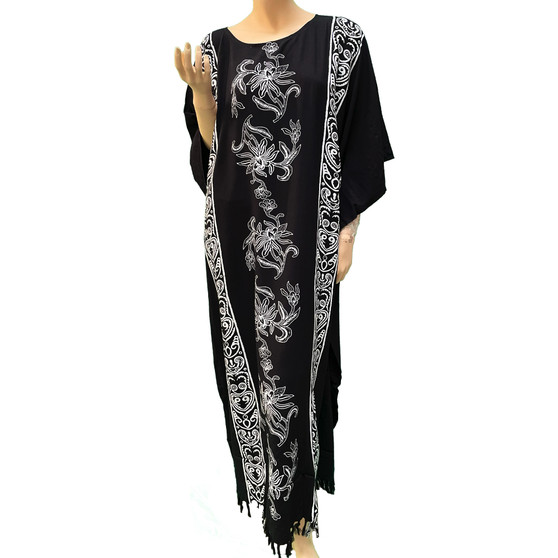 Penang Long Kaftan Dress Floral Oriental Motives - Fits many sizes