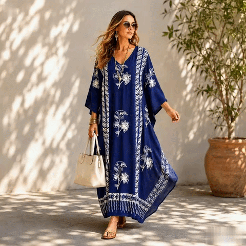 JAVA 100% Cotton Hand Made Kaftan Dress in many colours - Freesize