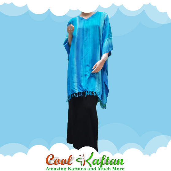 Stripey Ladies Kaftan Top T-shirt Poncho Hand Made Vibrant Large Womens Stripes 