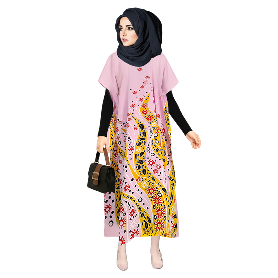 CORAL Ocean Flower Lilac Blue Kaftan Caftan Soft Long Beach Swimwear Dress ladies Women Robe Plus Moroccan