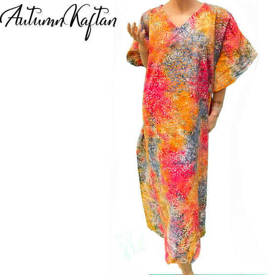 AUTUMN 100% Cotton  Vibrant Tie Dye Kaftan Caftan Dishdash Cool Long Dress Plus