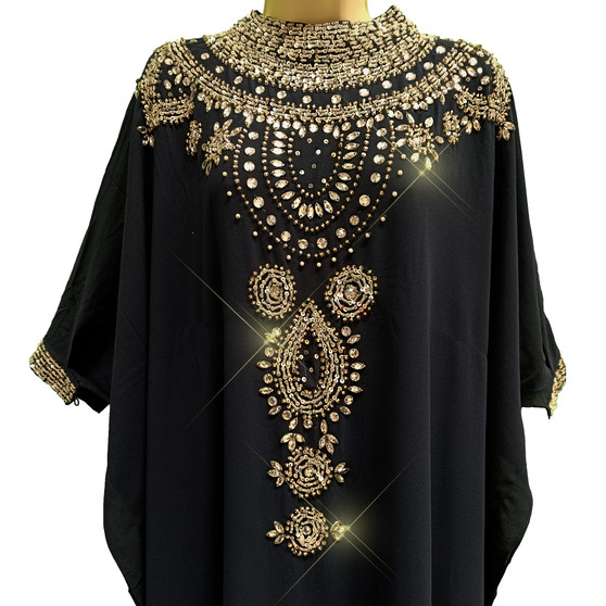 Sparkling BEADED KAFTAN Crystal Lace Dress Wedding Party Prom Groom Loose NEW