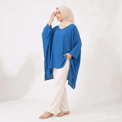 Plain Colour TOP Poncho Blouse Buttersoft Wide Sleeved Rayon Kaftan  - Freesize