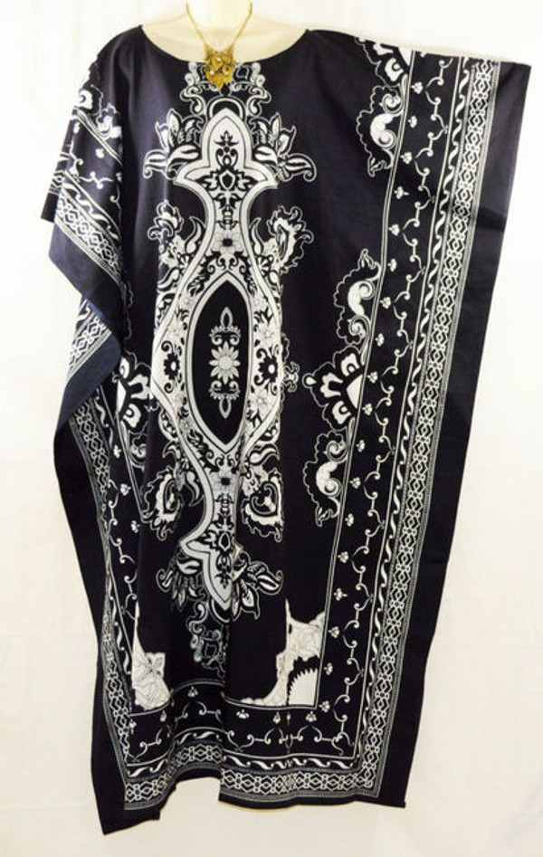 BALI Beautiful 100% Cotton Batik Kaftan Dress in Black, Red or Blue - Freesize