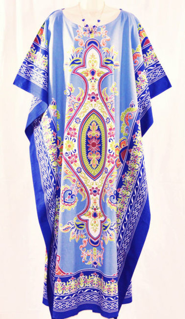 BALI Beautiful 100% Cotton Batik Kaftan Dress in Black, Red or Blue - Freesize