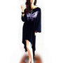 SALE New SWING Handmade Black Purple Butterfly Blouse Tunic Long Top  22 24 26 F