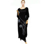 DAHLIA Black Hand Drawn Floral Cool Kaftan Dress Beach Cover-Up  - Freesize