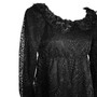 LACES & ROSES Black Long Sleeve Embroidery Top Blouse Shirt Short Dress 8 10 12 