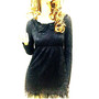 LACES & ROSES Black Long Sleeve Embroidery Top Blouse Shirt Short Dress 8 10 12 