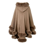 LUX Winter Women Ladies Celeb Faux Fur Double Layered Wrap Poncho Shawl Cape Cloak