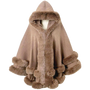 LUX Winter Women Ladies Celeb Faux Fur Double Layered Wrap Poncho Shawl Cape Cloak