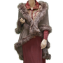 LUX Winter Women Ladies Celeb Faux Fur Double Layered Wrap Poncho Shawl Cape Cloak