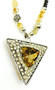 Triangular Brown Gem Bling Statement Jewellery Pendant Chain Beads Necklace