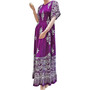 3 Tier Purple Maxi Smocked Long Party Casual Kaftan Dress Batik Gypsy Boho Beach 12 14 16 18 20 20