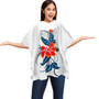 Poncho Orchid Floral T-Shirt Blouse Flowing Top Short Flower Ladies Womens Hand Made Luxury 