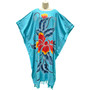 Blue Orchid Beautiful Black Hand Painted Flower Buttersoft Long Kaftan Dress - Freesize