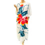 White Orchid Beautiful Black Hand Painted Flower Buttersoft Long Kaftan Dress - Freesize