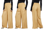 [Coolkaftan PALAZZO GREY] Ladies Butter-soft  Rayon Wide Leg Elasticated Palazzo Trousers with 2 Pockets - Stretchable Waist