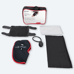 Shows Kit Ice Knee inclusions: 1 ankle cold pack wrap, 1 skin protective fabric, 1 hand pump, 1 freezer bag
