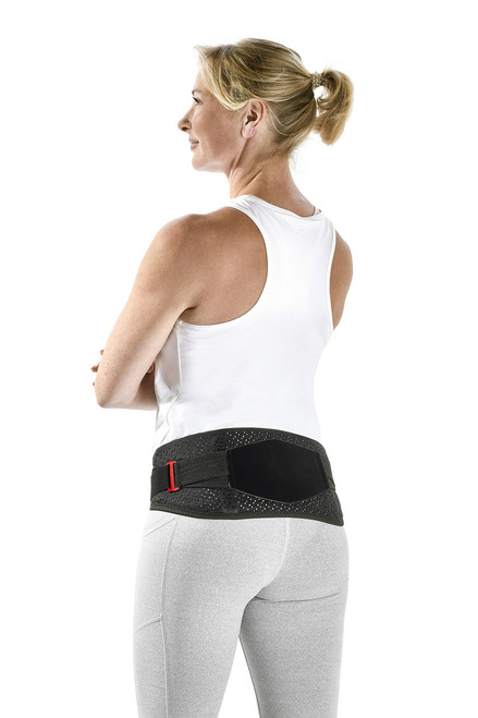 Woman wearing DonJoy LumboForce Sacro