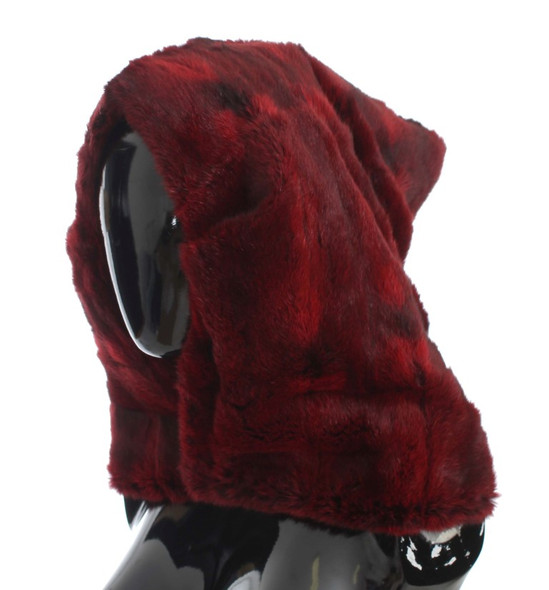Dolce & Gabbana Bordeaux Hamster Fur Crochet Hood Scarf Hat Dolce & Gabbana Bordeaux Hamster Fur Crochet Hood Scarf Hat