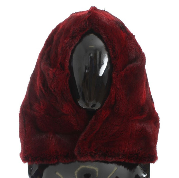 Dolce & Gabbana Bordeaux Hamster Fur Crochet Hood Scarf Hat Dolce & Gabbana Bordeaux Hamster Fur Crochet Hood Scarf Hat