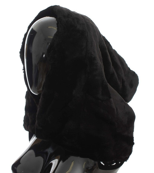 Black Weasel Fur Crochet Hood Scarf Hat Black Weasel Fur Crochet Hood Scarf Hat