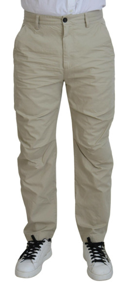 Dsquared² Beige Cotton Straight Fit Men Casual Pants Dsquared² Beige Cotton Straight Fit Men Casual Pants